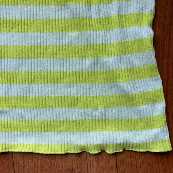 Anthropologie, T.La Yellow Stripe Flutter Sleeve Rib Knit Top Size Large - Picture 8 of 11